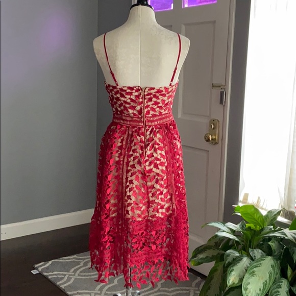 Boohoo Red Corded Lace Skater Dress - Picture 4 of 8